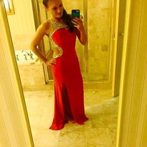 Red rhinestone dress